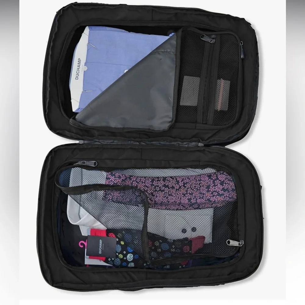 Duchamp London expandable travel backpack suitcase in black. New with tags NWT - Picture 6 of 11
